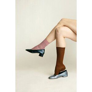 NWB Maryam Nassir Zadeh Metallic Serafina Flat Leather Shoes Spill Size 36